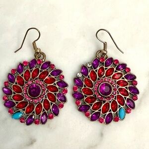 1.5” Red and Purple Sunflower Earrings